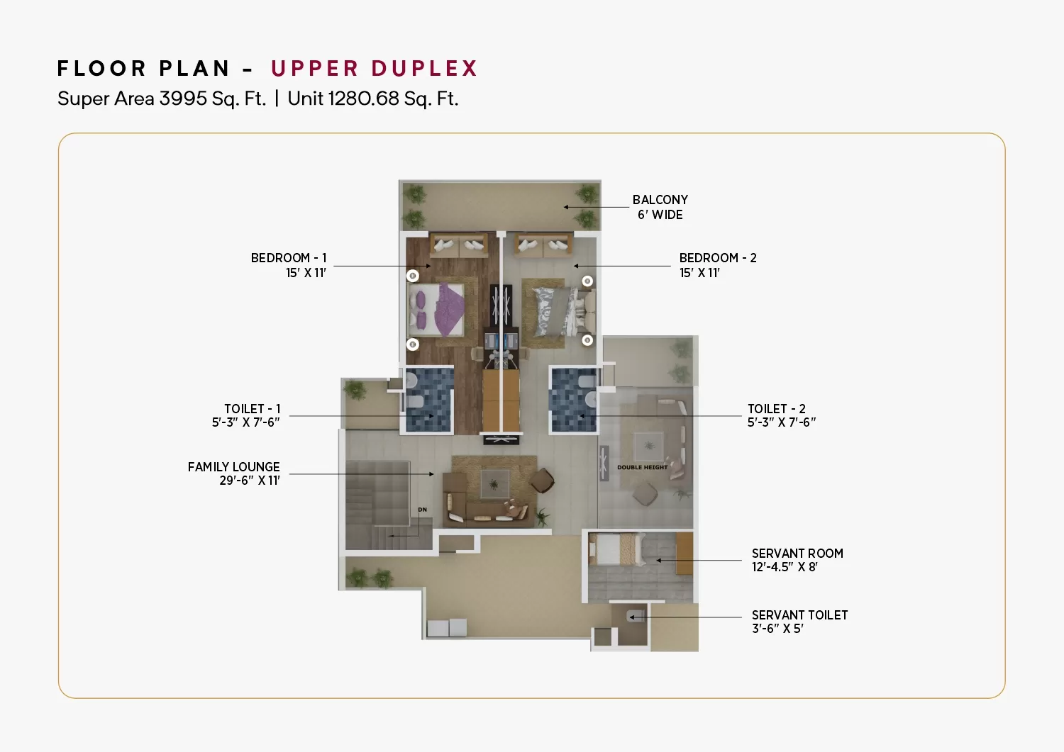 4+1 BHK upper duplex floor plan
