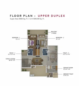 4+1 BHK upper duplex floor plan