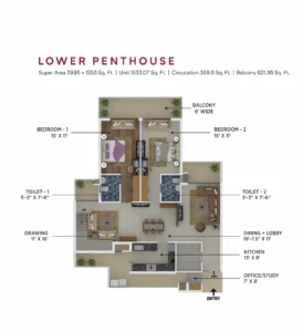 Duplex penthouse lower floor plan